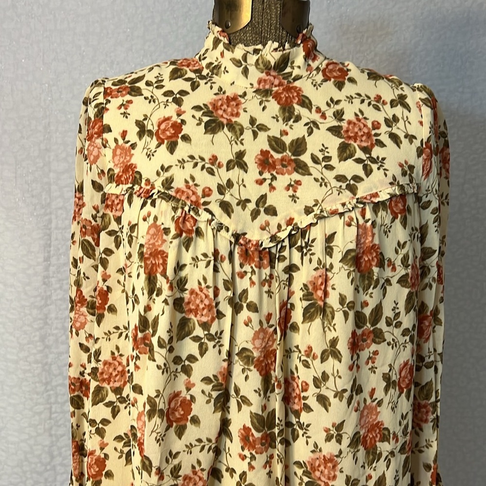 REFORMATION COTTAGCORE RUFFLED VARENNA FLORAL PRINT CREPE MINI DRESS XS - Picture 4 of 16